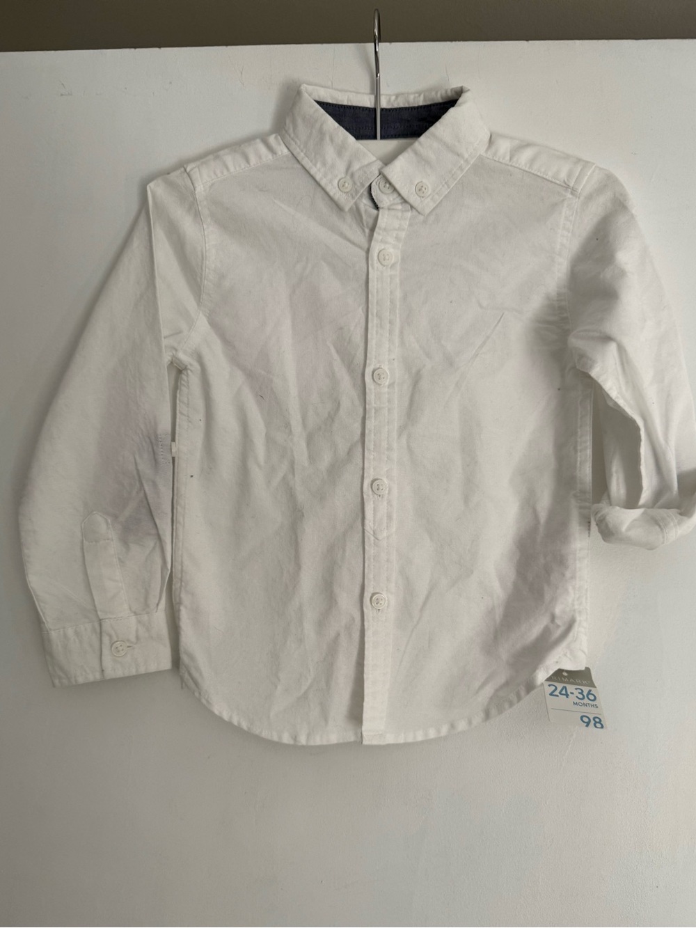 Primark White Boys Long-Sleeve Button-Down Shirt NWT size 24-36 Months